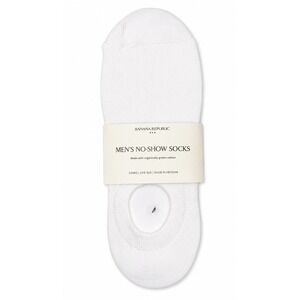 Banana Republic Men's No-Show Socks White 3-Pack one size Organic Cotton NEW